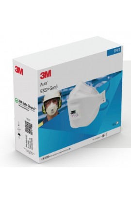 [3M 原廠獨立包裝] 3M™ Aura™ FFP2 呼氣閥口罩 9322+Gen3 (1盒10個) 附送2個口罩用透明膠袋